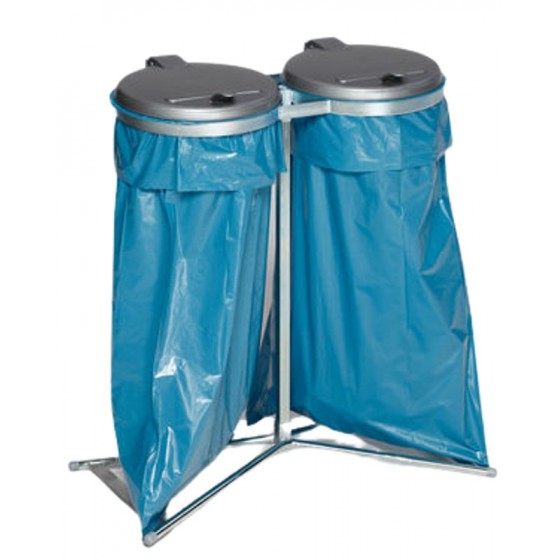 vidaXL Porte-sacs poubelles 2 pcs noir et bleu 60 L PP