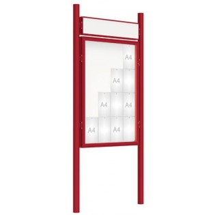 Vitrine 2000 16 A4 finition Bordeaux RAL 3004 avec bandeau titre