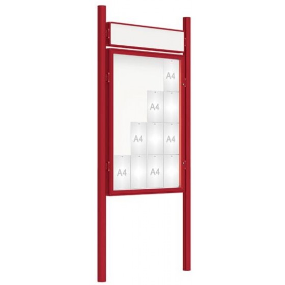 Vitrine 2000 16 A4 finition Bordeaux RAL 3004 avec bandeau titre