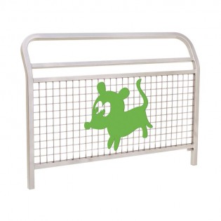 Barrière spéciale école conviviale longueur 1500 mm animation le chien finition Gris clair RAL 7044